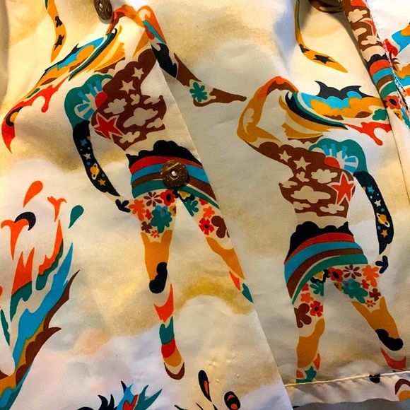 *~ hang ten ~* vintage beauty guitar dancing lady americana button down colorful